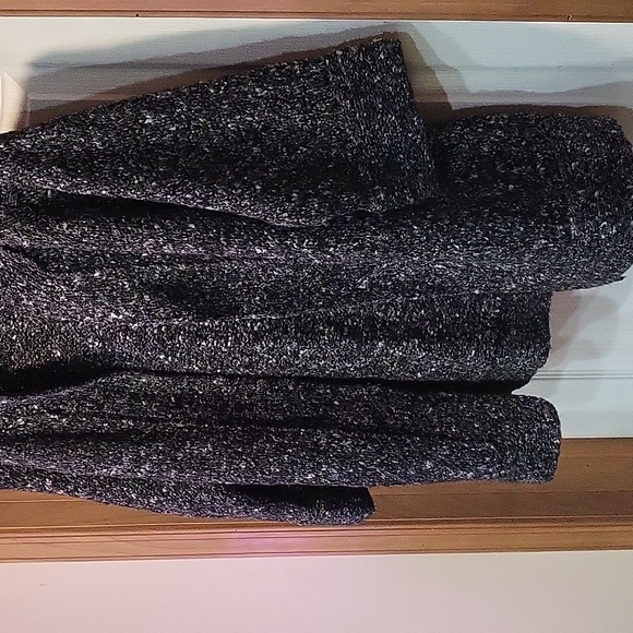 NWT Preswick & Moore Grey w/White & Silver Metallic Speck Open Front Cardigan 1x - Picture 2 of 9